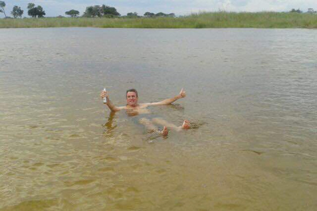 Dusty Relaxing After Constructing Nambwa Tented Lodge